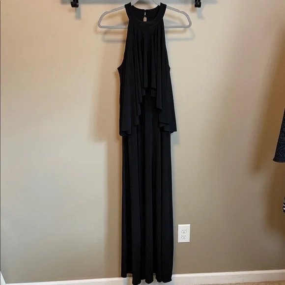Koh Koh Size Medium Elegant Black Halter Sleeveless Maxi Dress - Picture 6 of 11